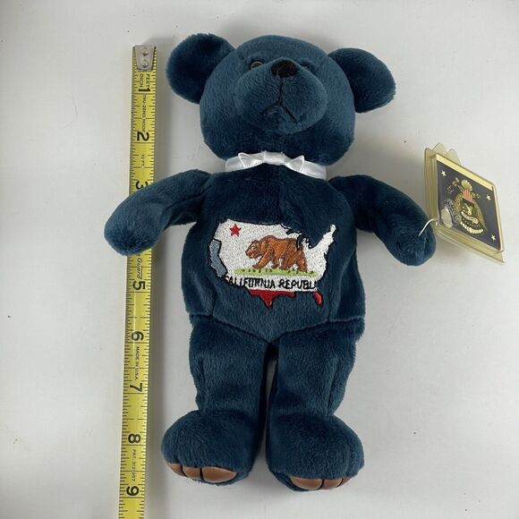 Bear Plush California Patriotic 9" Embroidered Blue Gipper President Reagan 2000 - Picture 9 of 9